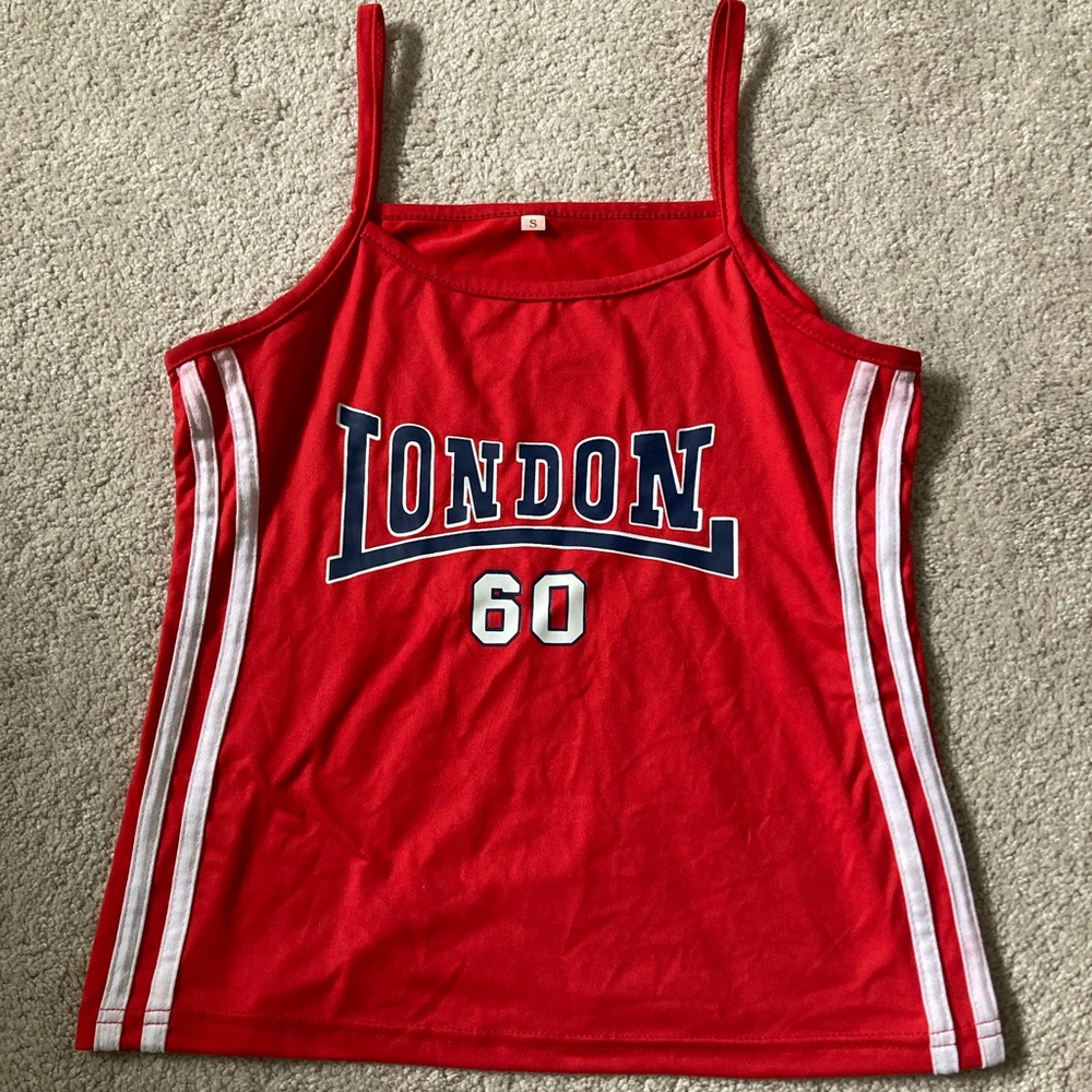 Red and navy London sports tank